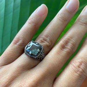 Vintage style Sterling Silver and Jewel Ring